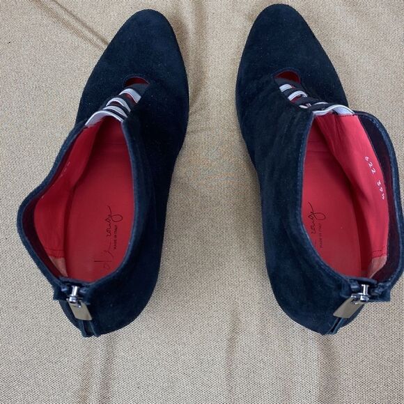 Pas De Rouge Suede Leather Booties Made in Italy - Picture 5 of 9